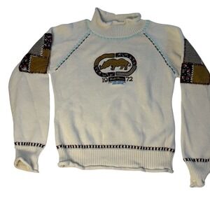 Vintage Eckored Ramie Cotton Embroidered Knit Heavyweight Sweater Kids‎ XL EUC